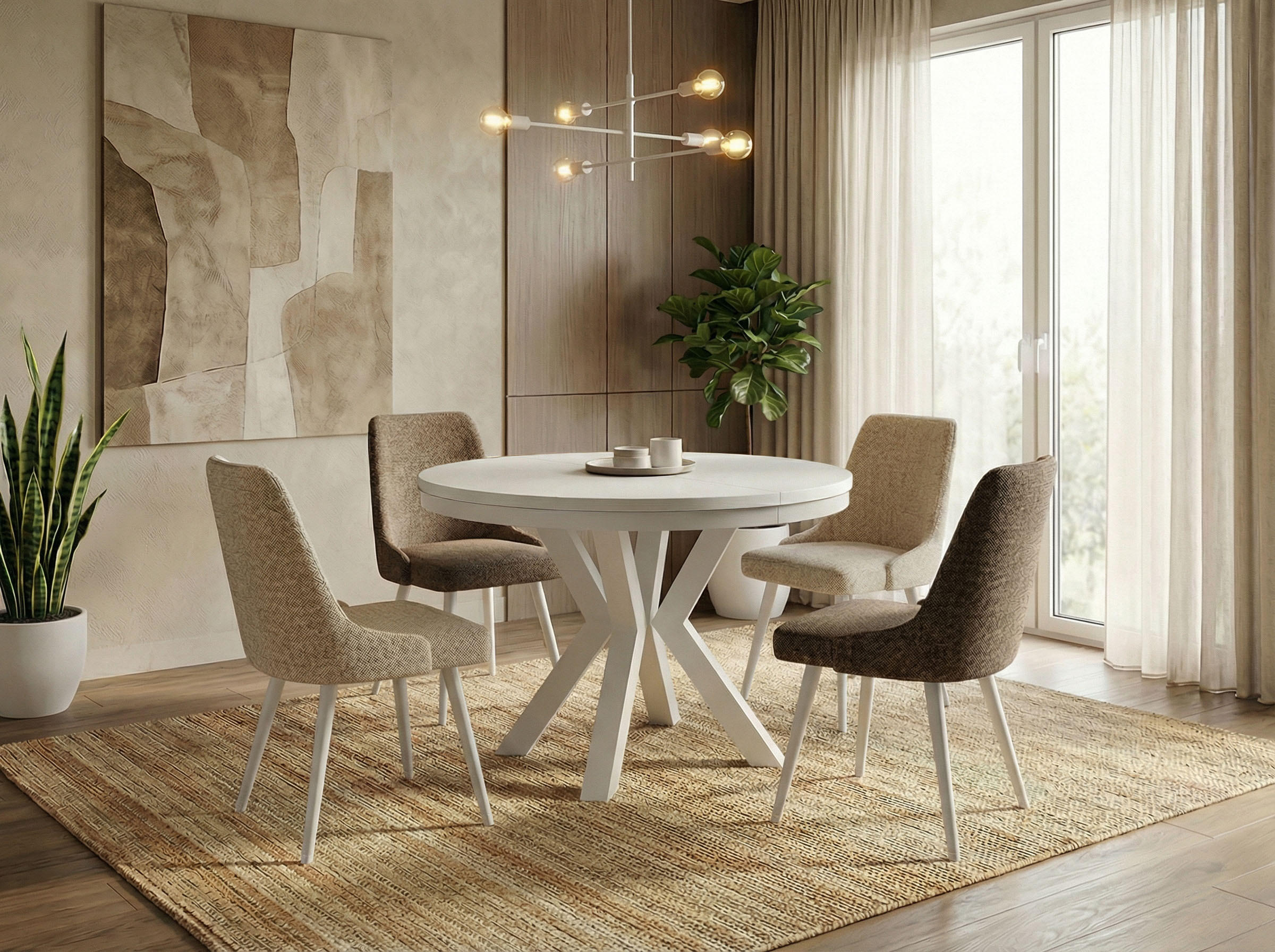 ESSTISCH Clara Weiß runder ausziehbarer, Weiß 100-180/100/76 cm - Weiß, Holzwerkstoff/Metall (100/100/76cm) - WFL GROUP