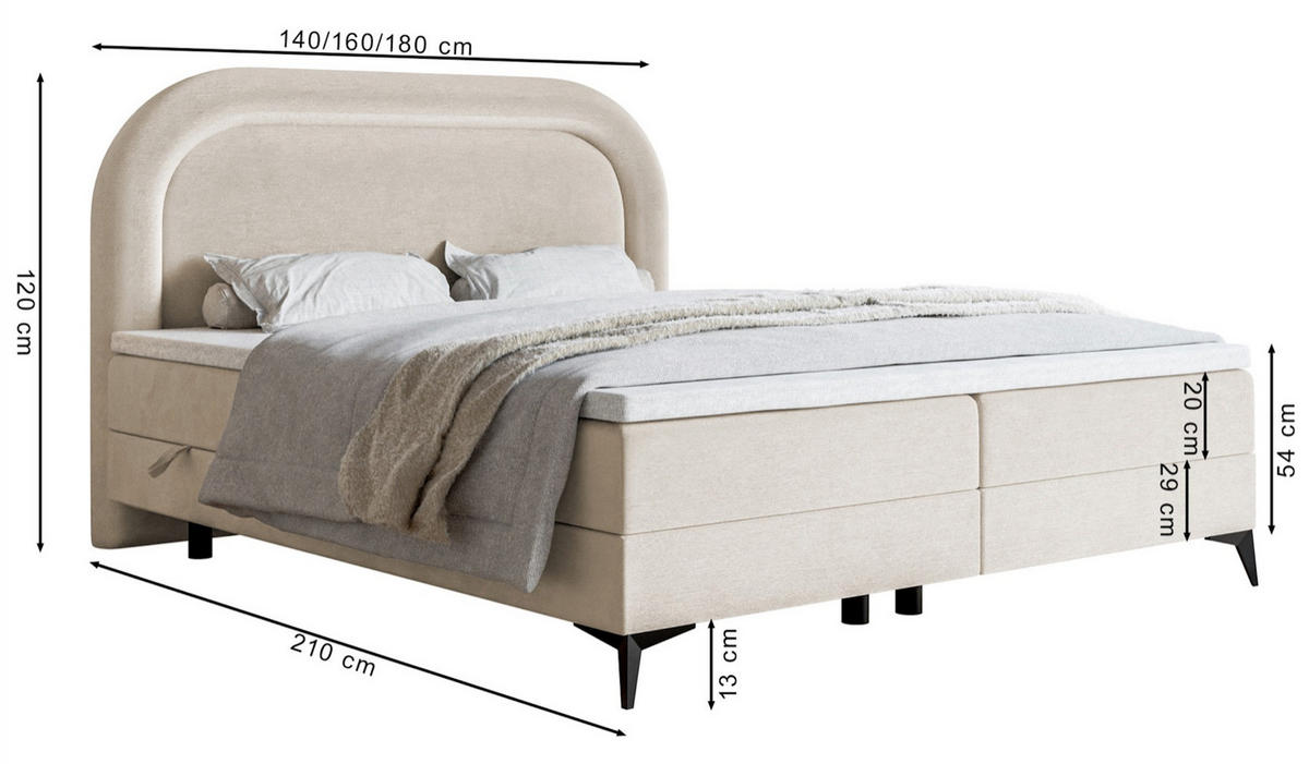 BOXBETT LOREO Dunkelblau Samt wasserfest 140x200 cm - Schwarz/Dunkelblau, Kunststoff/Textil (140/200cm) - Selsey