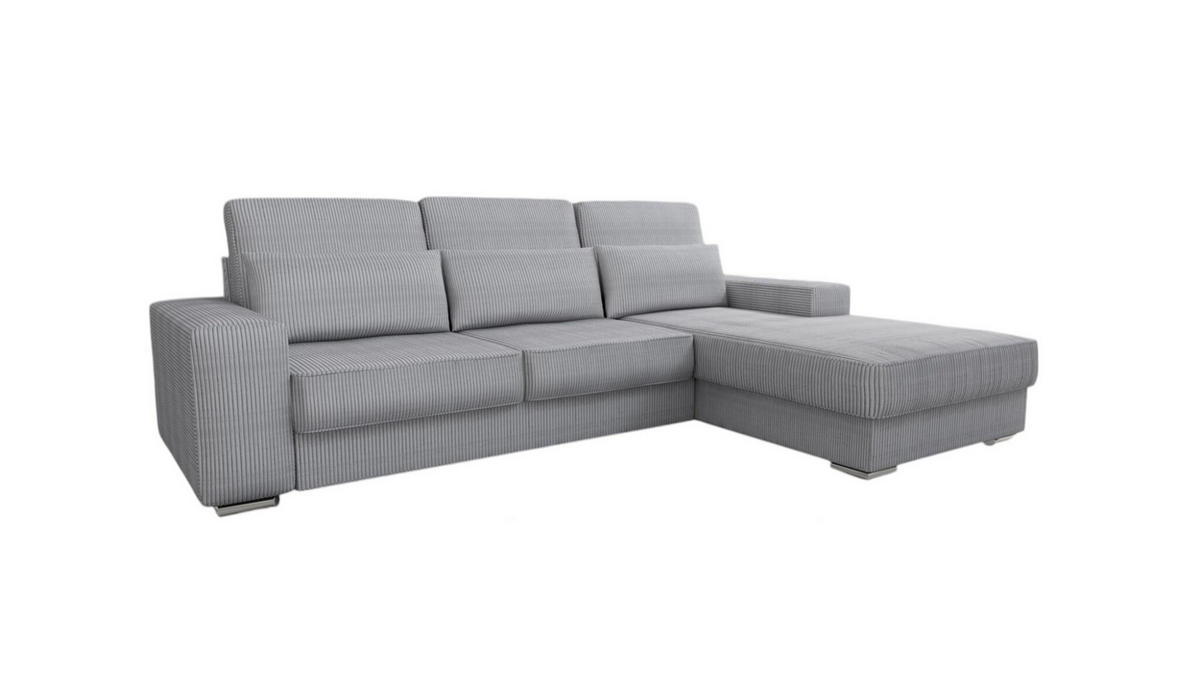 ECKSOFA Nevio In Scala - Hellgrau, Holzwerkstoff/Textil (312/202cm) - Fun Möbel
