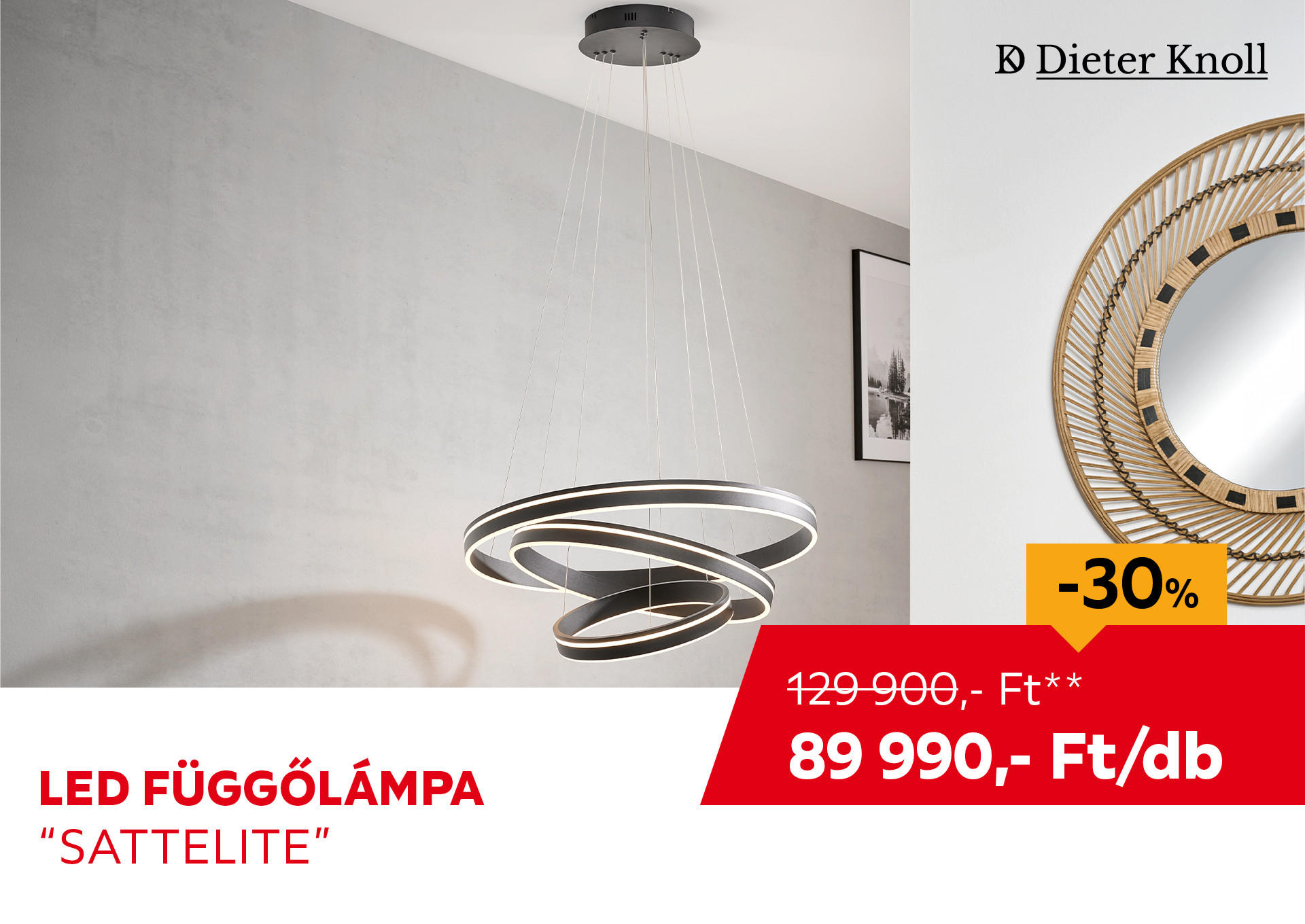 LED FÜGGŐLÁMPA "SATTELITE" Kiemelt termék 129900 Ft.- helyett 89990 Ft.-