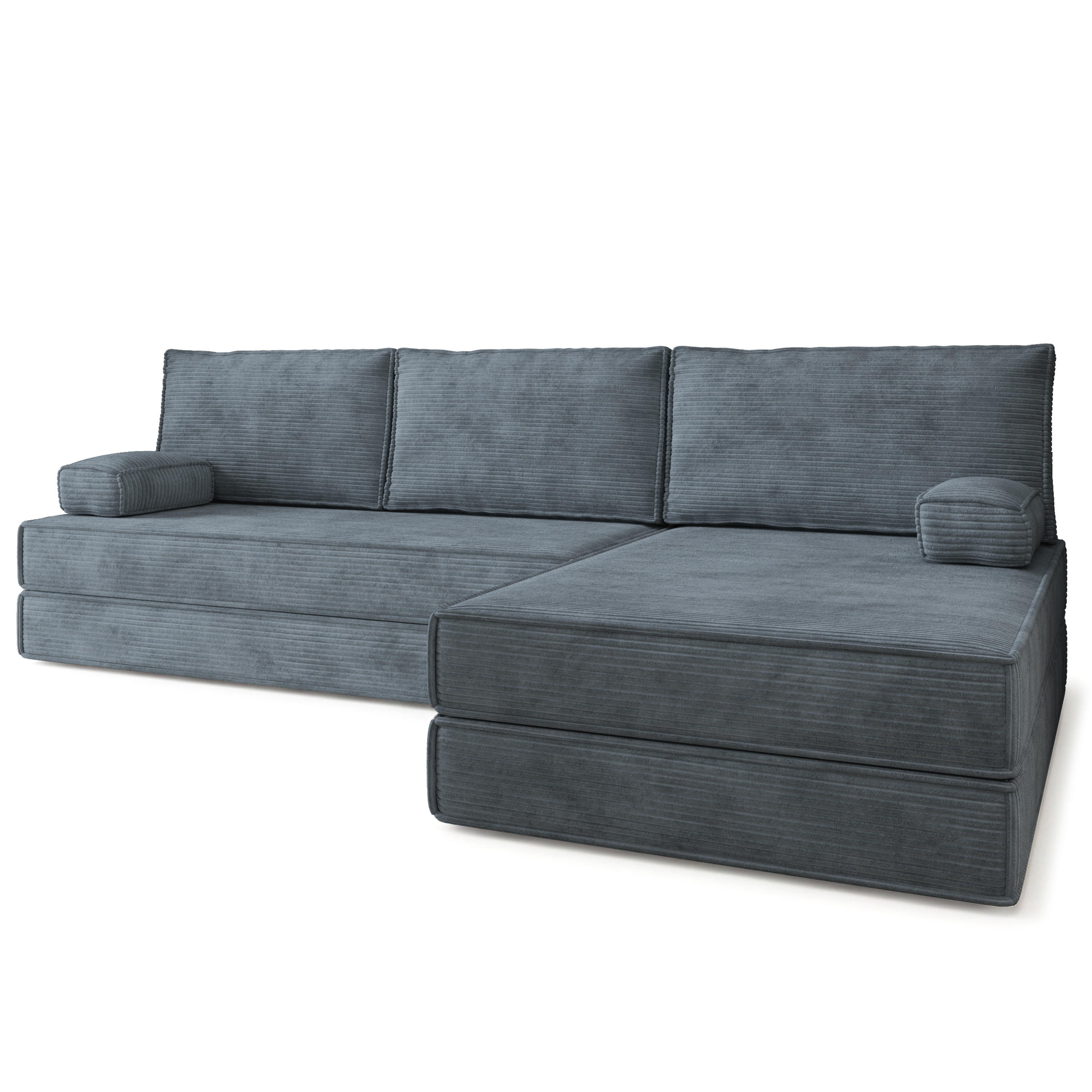 ECKSOFA ANKO modulares Boneless Sofa mit Schlaffunktion Grau Kordstoff - Grau, Textil (270/160cm) - MASSENO