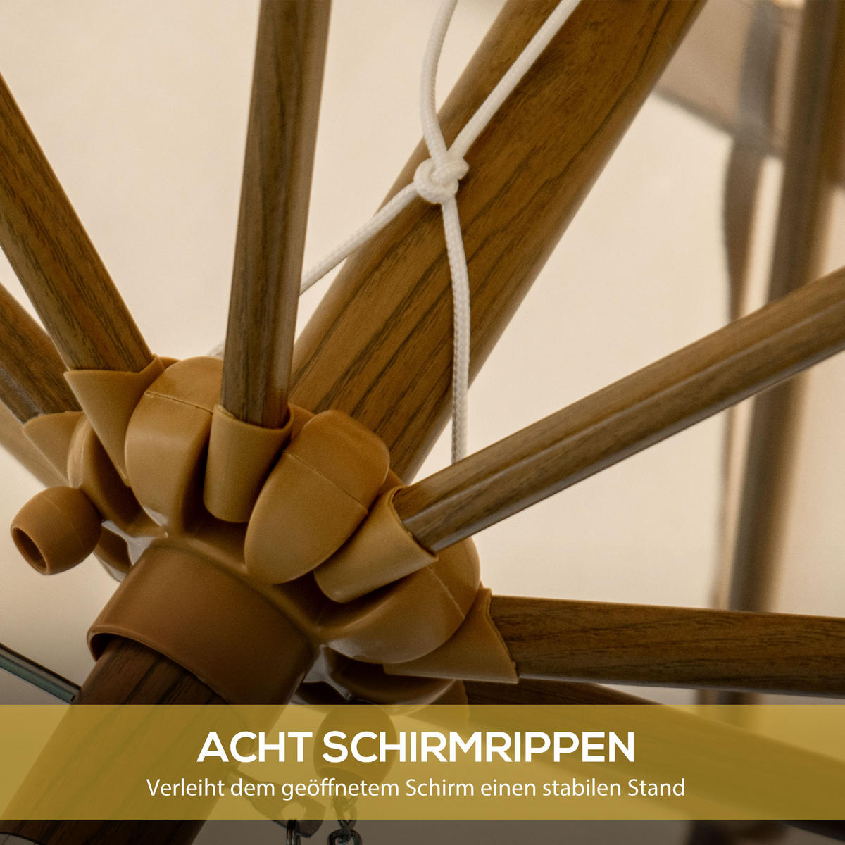 SONNENSCHIRM, Polyester, Stahl, Khaki - Braun, Metall (264/264cm) - Outsunny