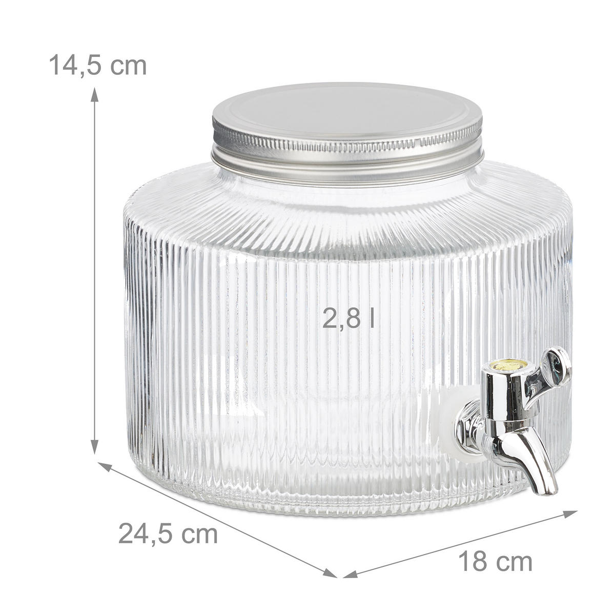 GETRÄNKESPENDER - Transparent, Glas/Kunststoff (2.8L) - Relaxdays