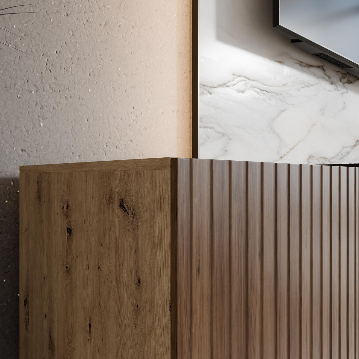 LOWBOARD LIVO 100/41/40 cm, Hängender TV-Schrank Eiche Artisan / Eichefarben - Eichefarben/Braun, Holzwerkstoff (100/41/40cm) - MASSENO