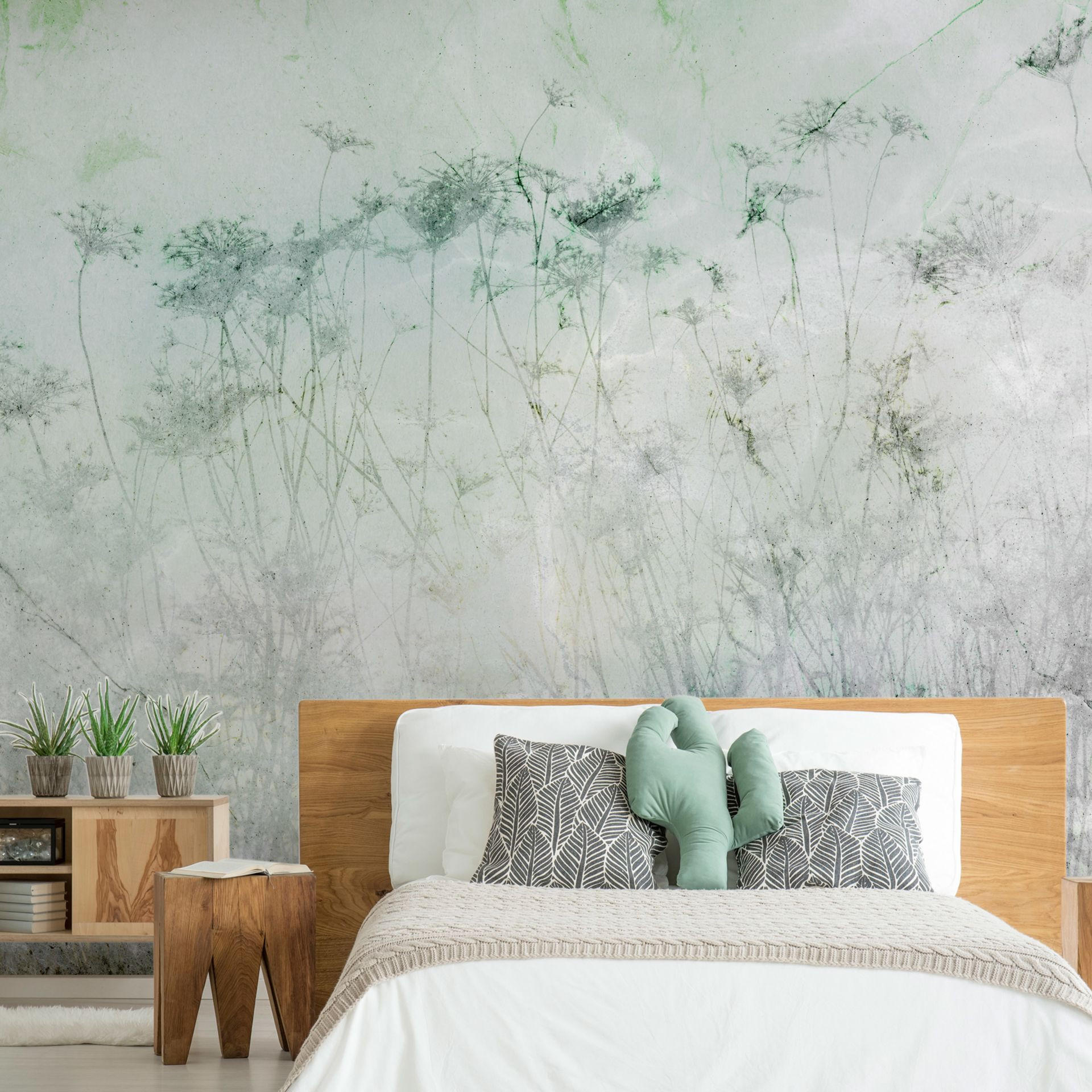 SELBSTKLEBENDE FOTOTAPETE 245/175 cm - Grau/Grün, Kunststoff/Textil (245/1cm) - KUNSTLOFT