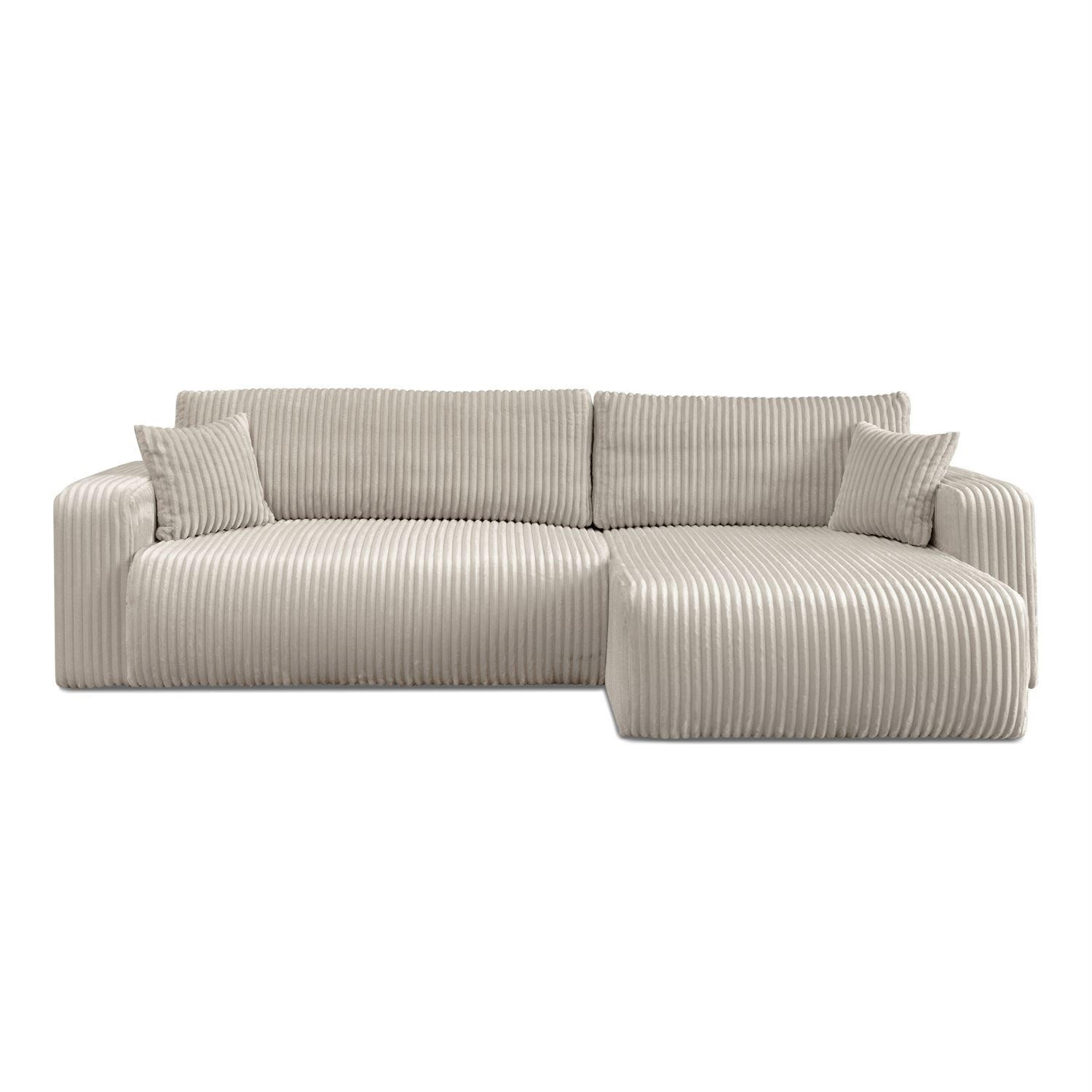Ecksofa PRESTIGE SOFT mit Schlaffunktion und Bettkasten, Tilia 01 - Creme, Textil (277/143cm) - Lookway