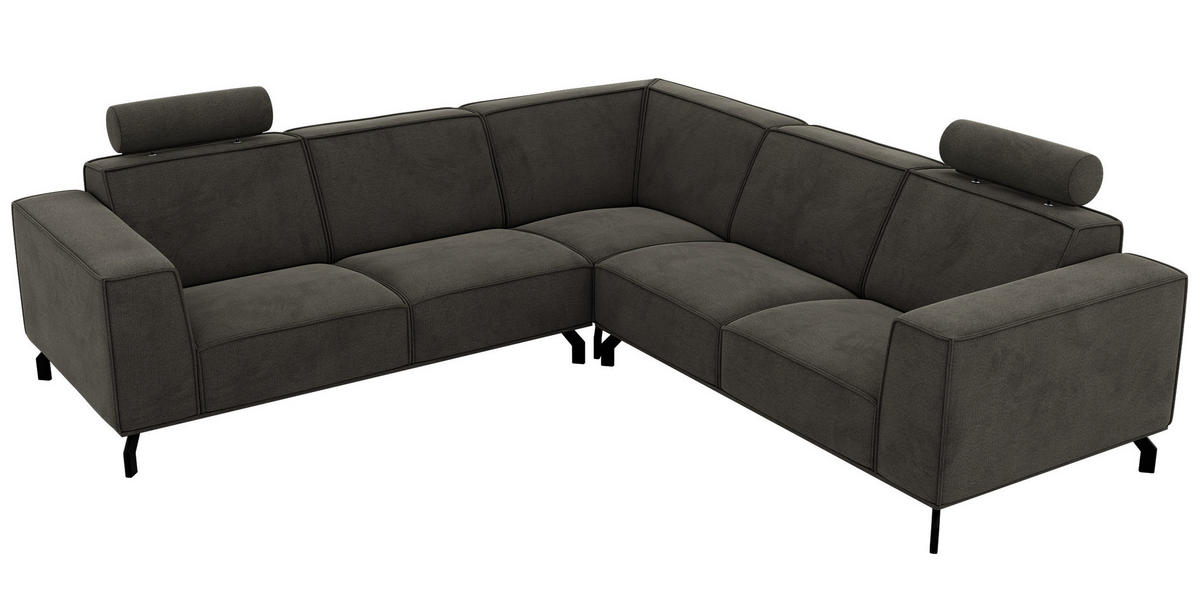 ROHOVÁ SEDAČKA VESANO L - Tmavosivá Samet - čierna/tmavosivá, kov/textil (260/260cm) - MKS