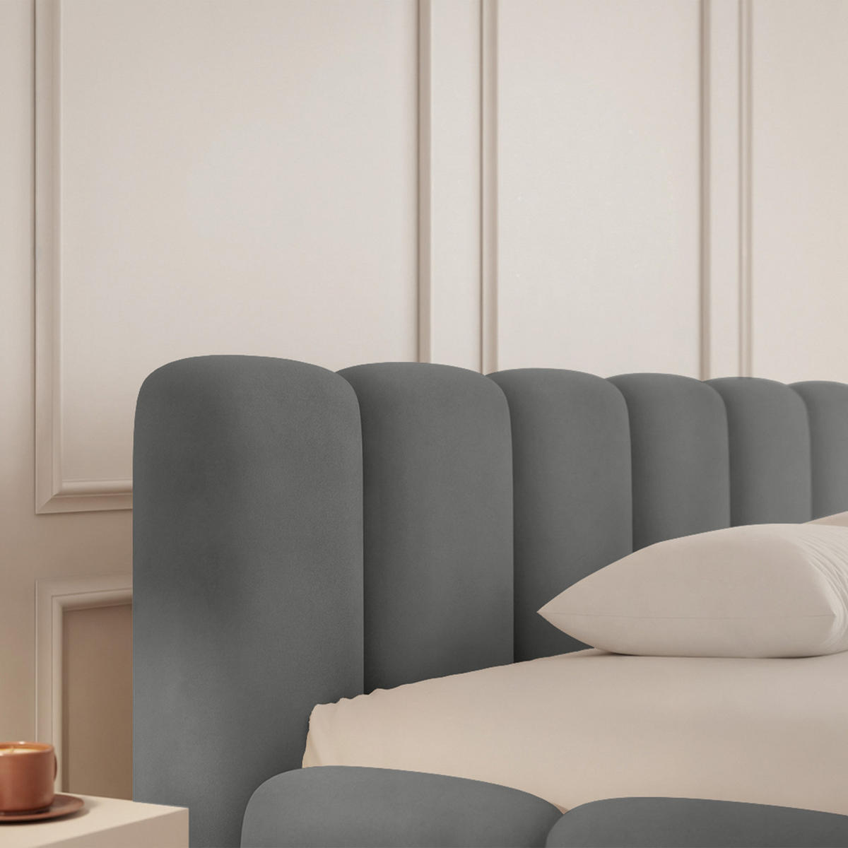 POLSTERBETT KILONIA 180x200 cm, Grau - Grau, Textil (200/180cm) - Fedve