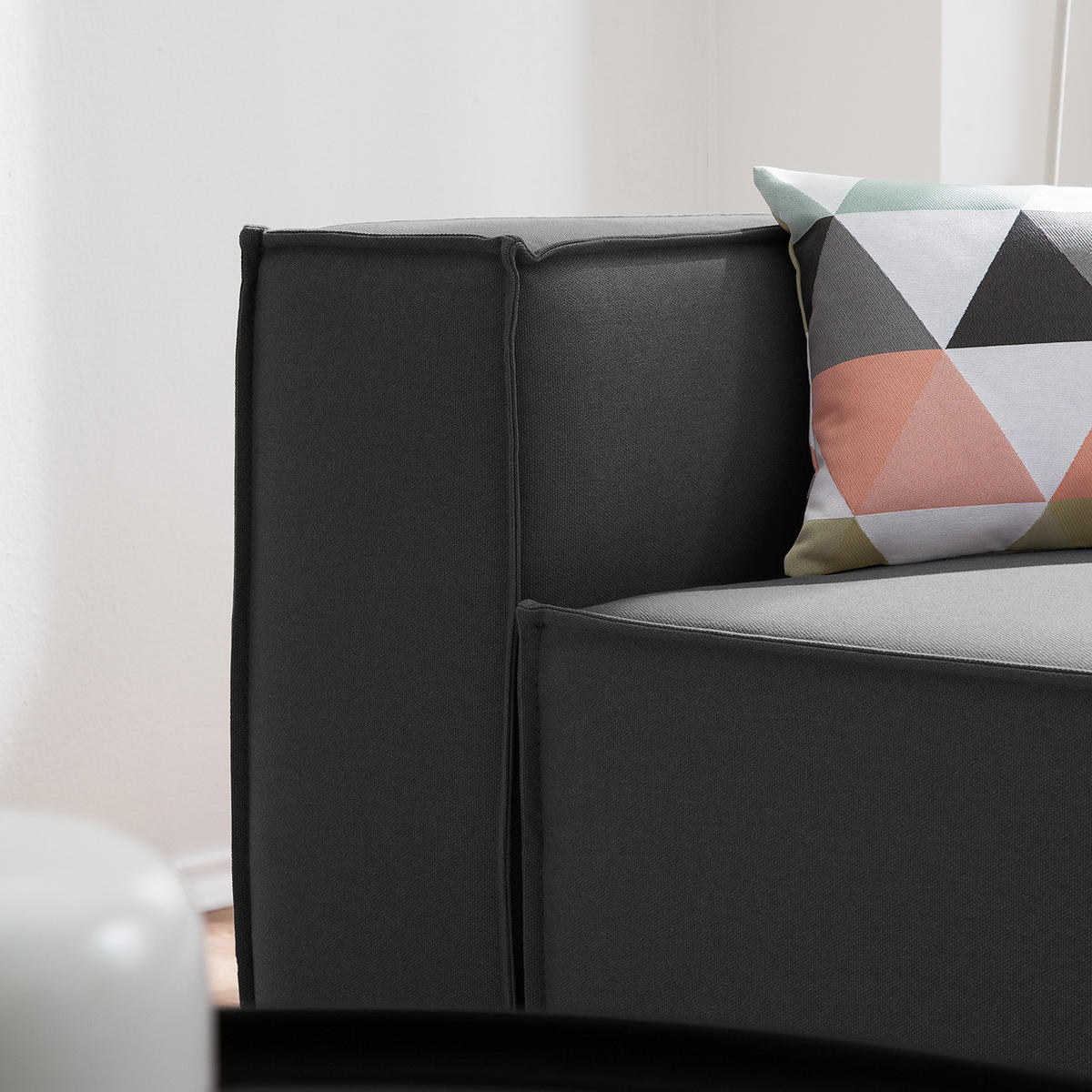 ECKSOFA mit Longchair - Anthrazit/Schwarz, Kunststoff/Textil (294/177cm) - home24