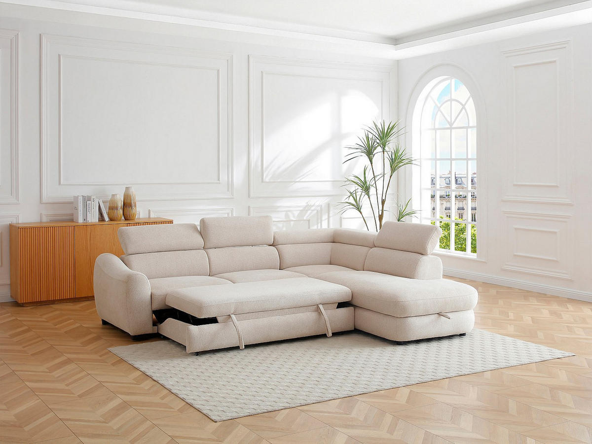 SCHLAFSOFA - 6 Personen - stoff - beige Besema - Beige, Kunststoff/Textil (272/75/226cm) - Vente-Unique