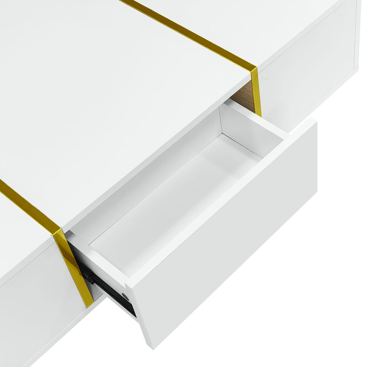 COUCHTISCH 100/60/41,5 cm weiß Hochglanz mit 2 Schubladen - Weiß, Holzwerkstoff (100/60/41.5cm) - OKWISH