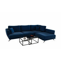 ECKSOFA mit Schlaffunktion und Bettkasten, Lukso-Stoff - Schwarz/Dunkelblau, Textil/Metall (191/276cm) - Eltap