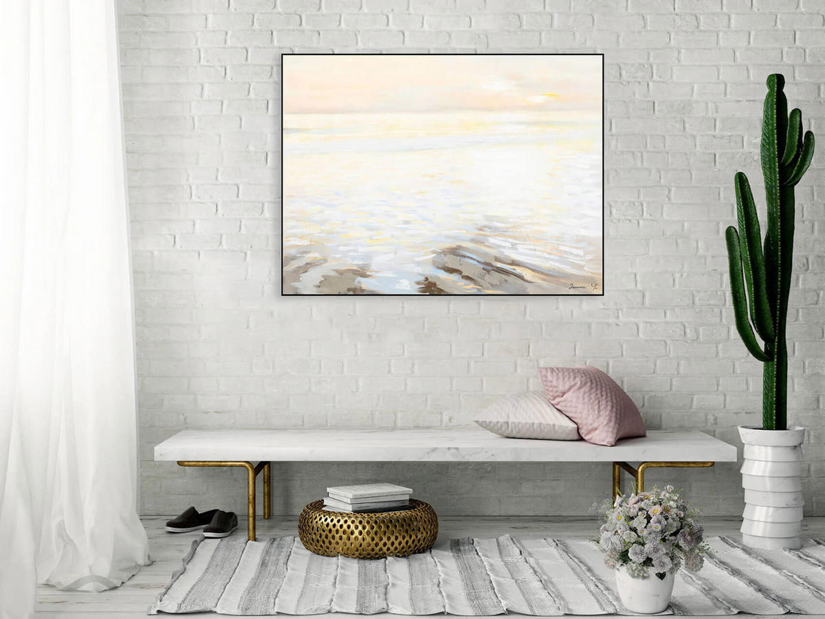 ACRYLBILD HANDGEMALT 100/75 cm - Beige, Holz/Textil (1.68/75cm) - KUNSTLOFT