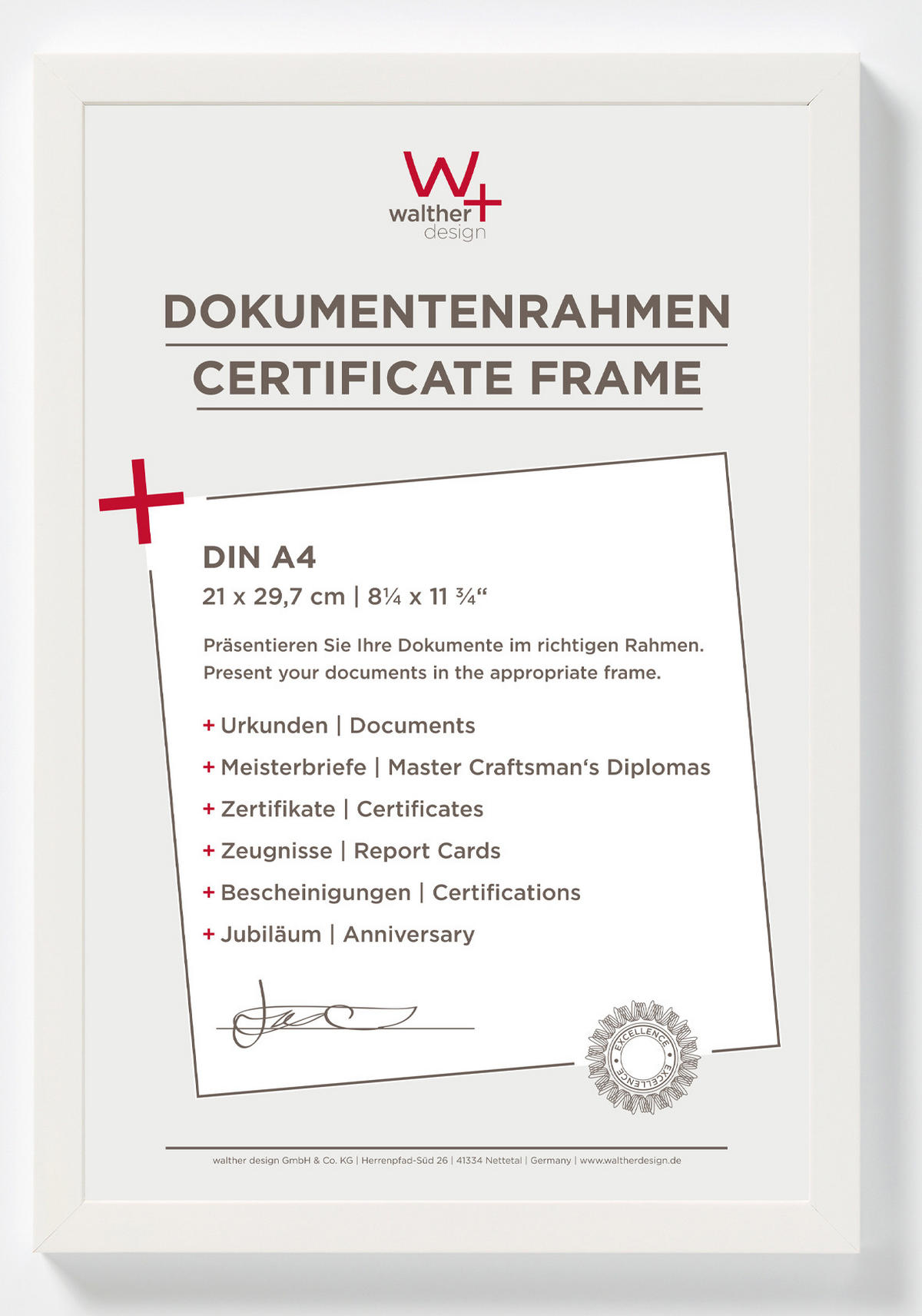 BILDERRAHMEN Peppers Holzrahmen 21x29,7 Polarweiss - Weiß, Holzwerkstoff (22.9/32/1.5cm) - walther design