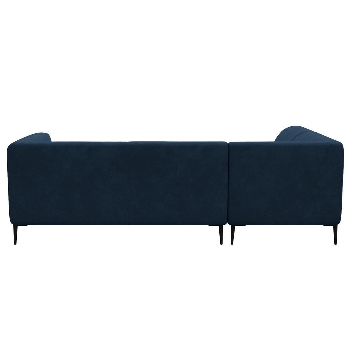 2,5-SITZER ECKSOFA mit Ottomane - Schwarz/Dunkelblau, Textil/Metall (252/205cm) - home24