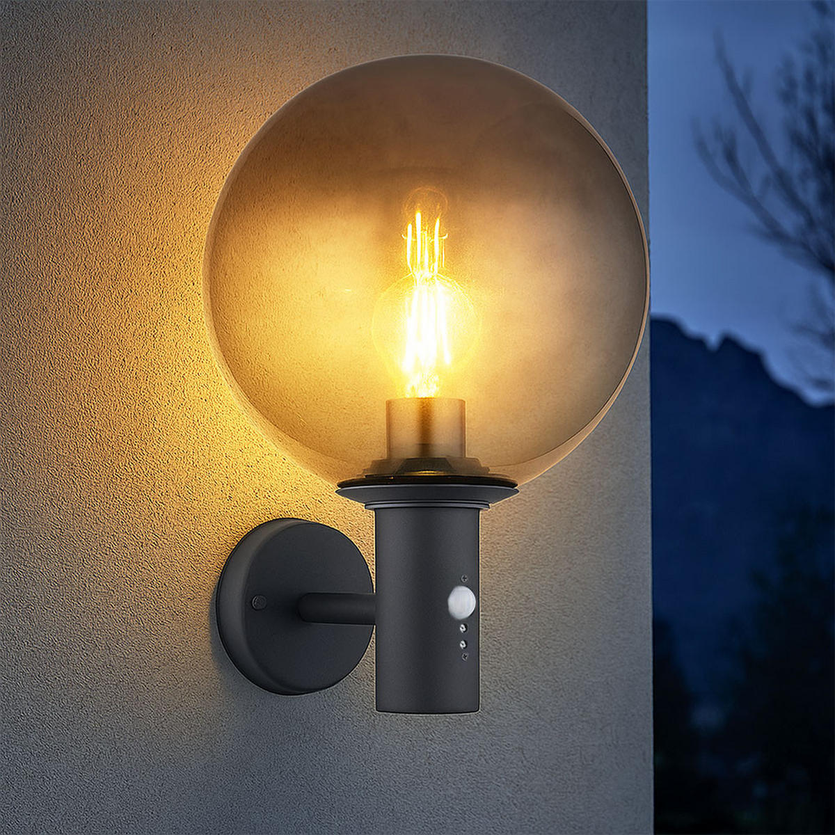 LED AUSSEN-WANDLEUCHTE Edelstahl Anthrazit - Anthrazit, Glas (25/37/26.5cm) - Globo Lighting