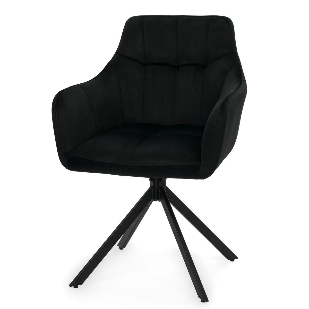 STUHL FANO X drehbar gepolsterter mit Steppung - schwarz - Velour - Schwarz, Textil/Metall (58/83/59cm) - NEW HOME