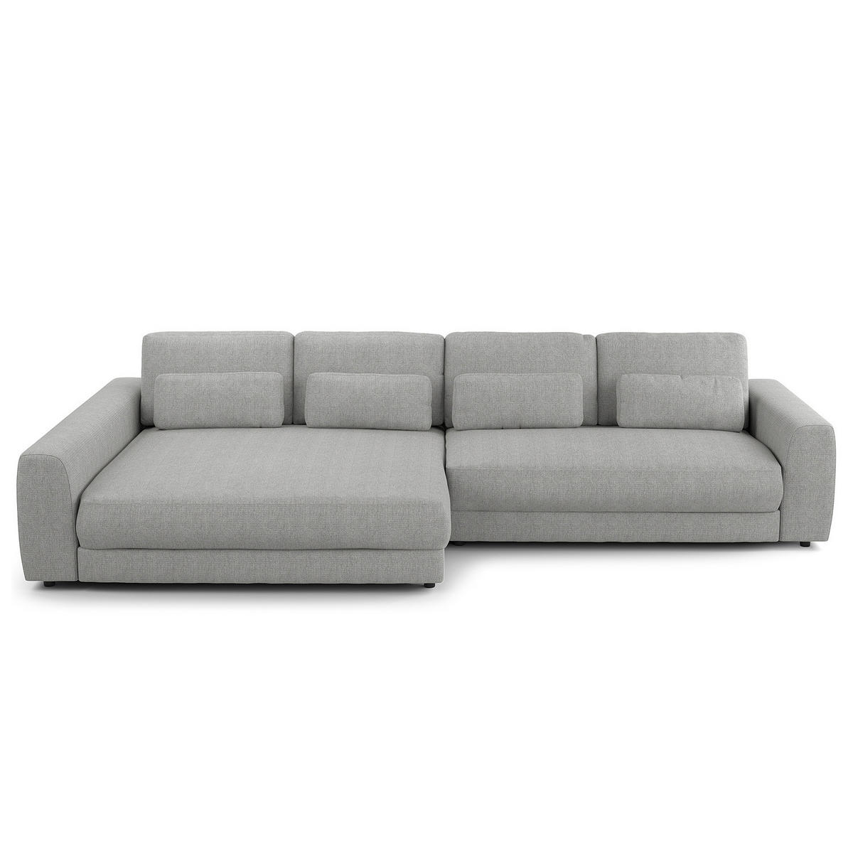 ECKSOFA mit XXL-Longchair - Hellgrau/Schwarz, Kunststoff/Textil (323/182cm) - home24