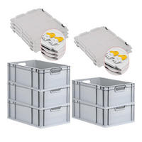 EUROBOX 5x Nextgen Economy Mit Scharnierdeckel Grau/Gelb Griffe Offen 44 Liter - Gelb, Kunststoff (40/22/60cm) - PROREGAL