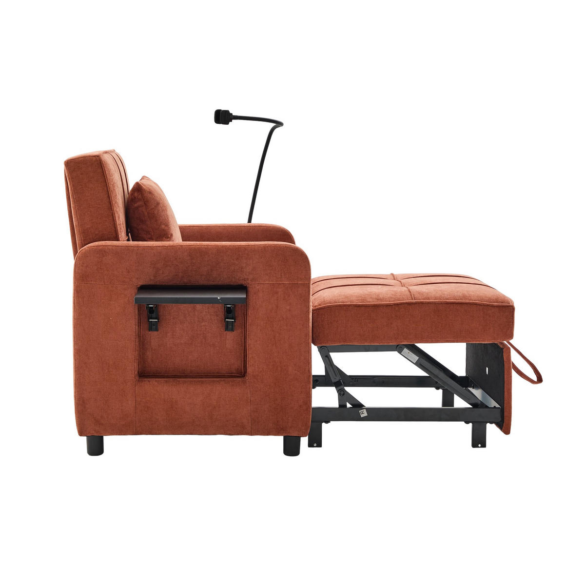 FERNSEHSESSEL Relaxsessel,Polsterliege mit Stauraum,Chenille,Orange - Orange, Textil (79/83/167cm) - LVHOM