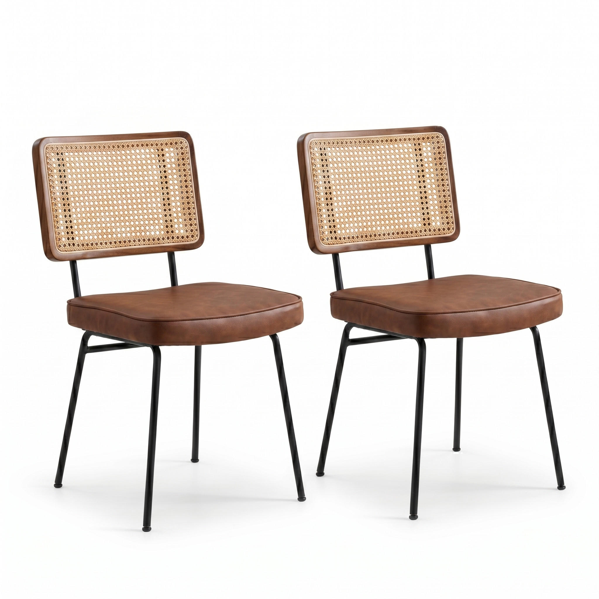 STÜHLE 2er-Set Esszimmerstuhl,Massivholz,PU,Braun - Braun, Textil (47/82/58cm) - LVHOM