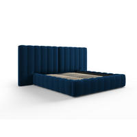 BETT mit Bettkasten und Doppelkopfteil Kelp aus Samt königsblau 140x200cm - Blau, Textil (140/200cm) - Micadoni