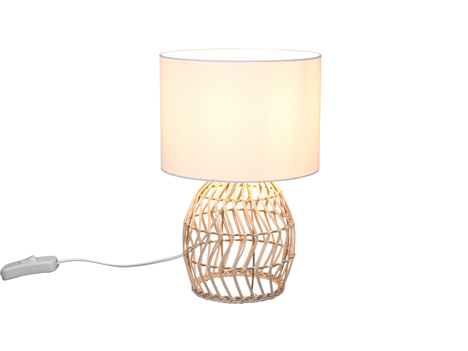 TISCHLEUCHTE Korbgeflecht aus Rattan, Höhe 38cm - Naturfarben/Weiß, Naturmaterialien/Textil (18/18/38cm) - meineWunschleuchte