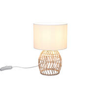 TISCHLEUCHTE Korbgeflecht aus Rattan, Höhe 38cm - Naturfarben/Weiß, Naturmaterialien/Textil (18/18/38cm) - meineWunschleuchte