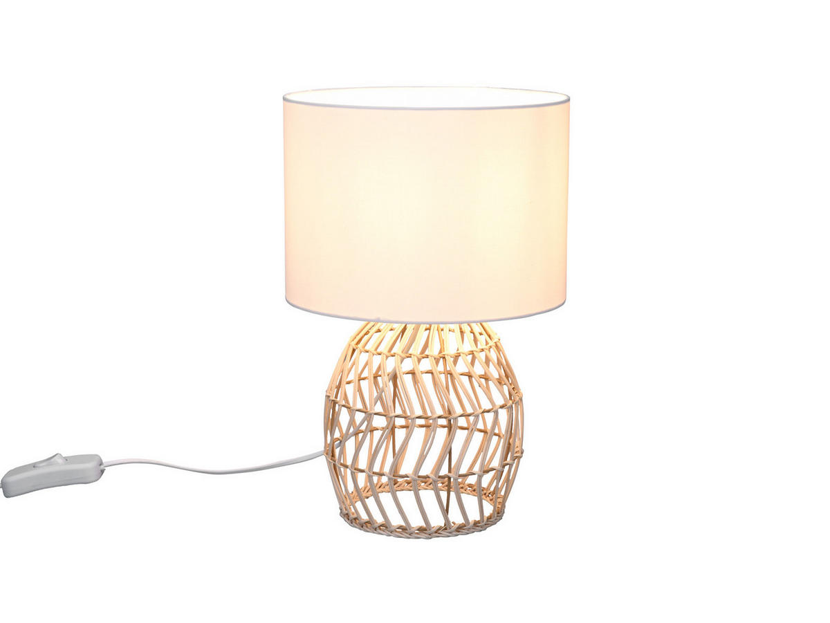 TISCHLEUCHTE Korbgeflecht aus Rattan, Höhe 38cm - Naturfarben/Weiß, Naturmaterialien/Textil (18/18/38cm) - meineWunschleuchte