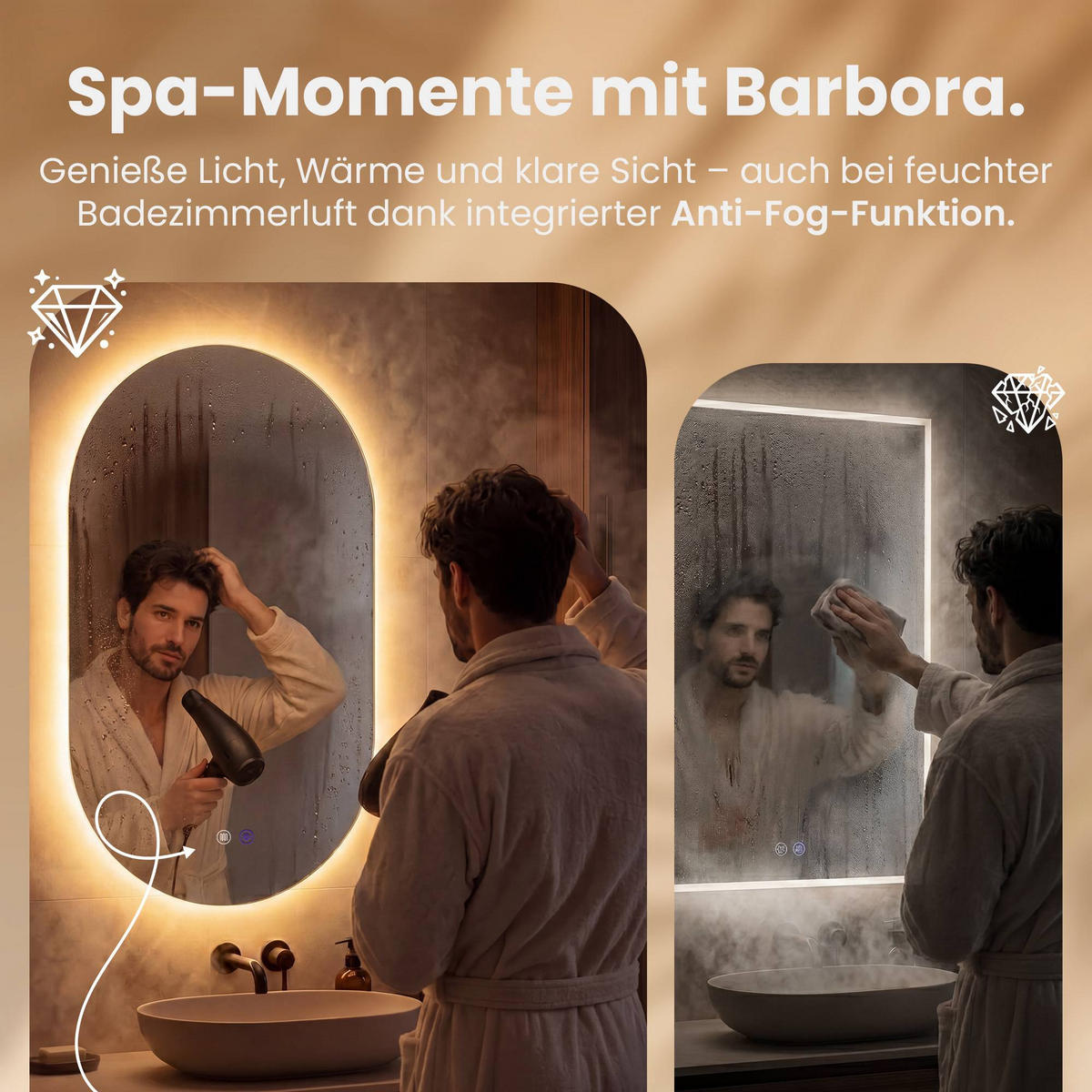 BADEZIMMERSPIEGEL flach 50/3/80 cm Glas Klarglas - Klar, Glas (50/80/3cm) - CLP