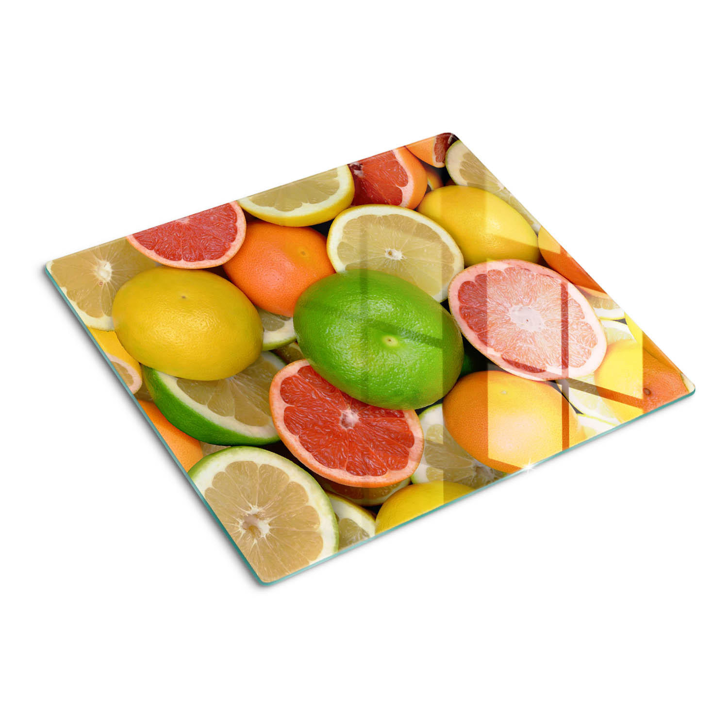 GLASPLATTE 60x52 cm Zitrusfrüchte - Multicolor, Glas (60/0.4/52cm) - TULUP