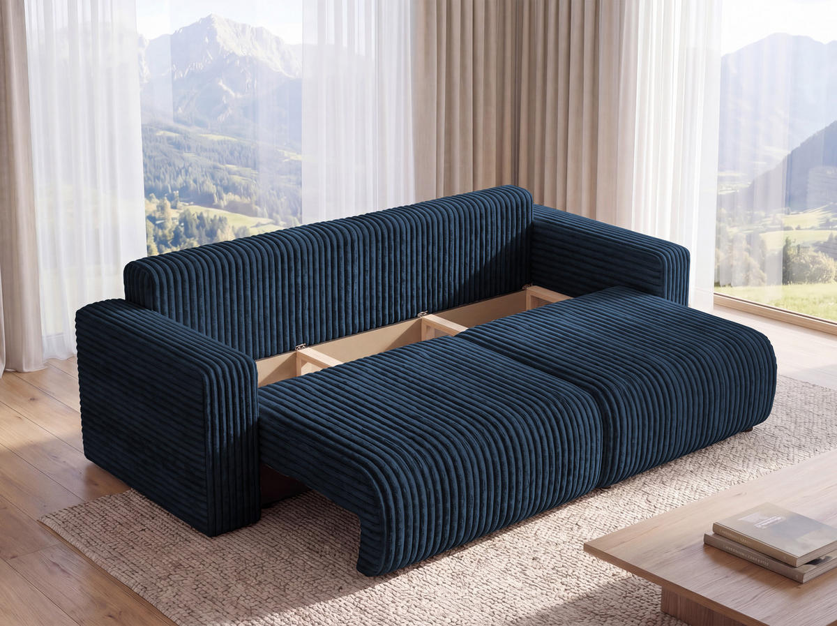SOFA Kola mit Bettkasten und Schlaffunktion, Cordstoff - Rostfarben, Holzwerkstoff (244/85/95cm) - 4ALL HOME