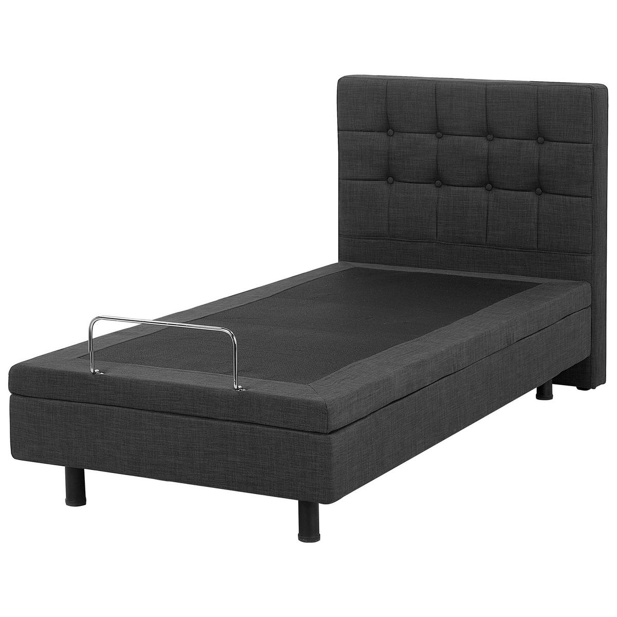 POLSTERBETT 90/200cm Dunkelgrau Duke - Dunkelgrau, Textil (90/200cm) - Beliani