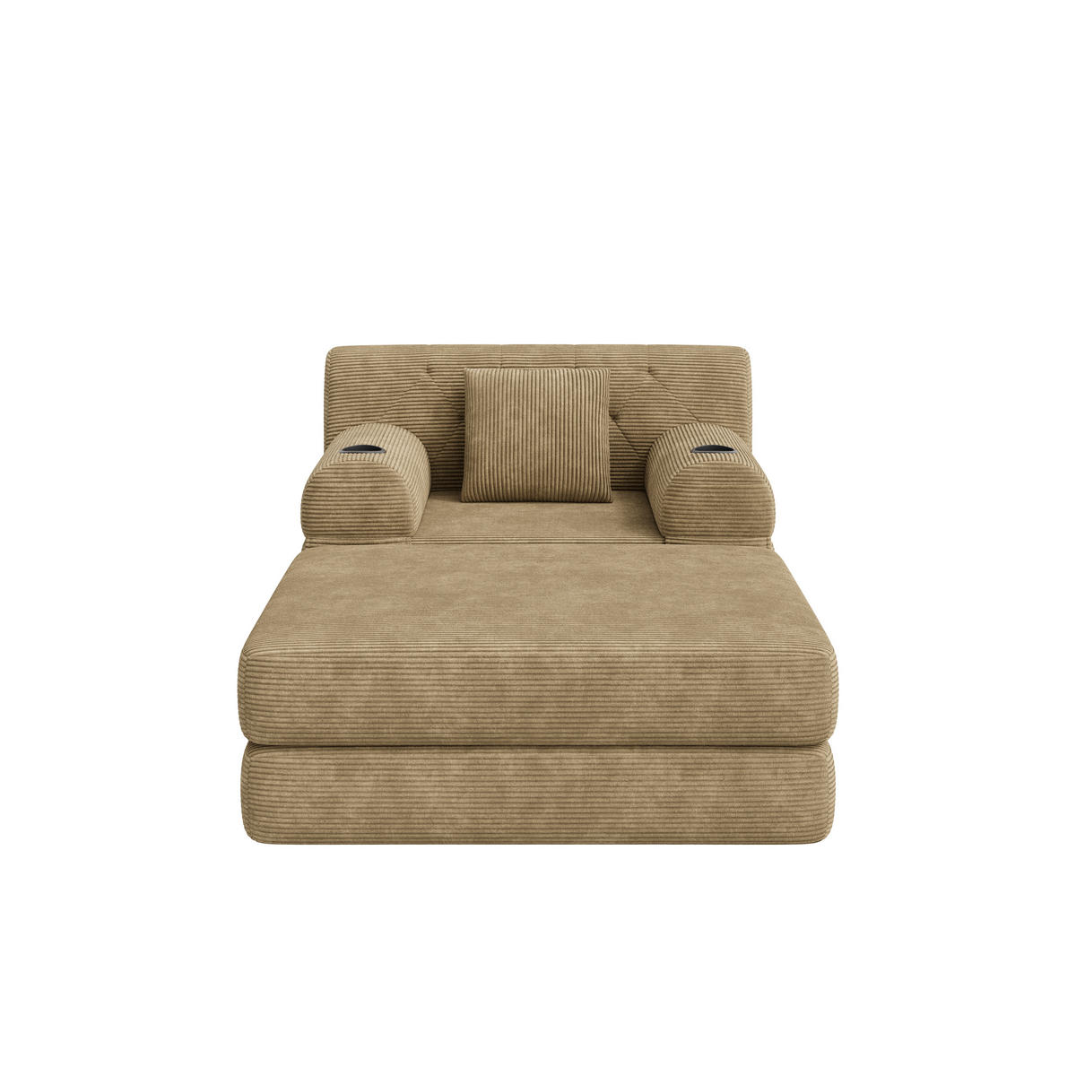 SCHLAFSOFA mit Hocker und Liegefunktion aus Cord Khaki - Taupe, Textil (191/60/162cm) - EVRYAE