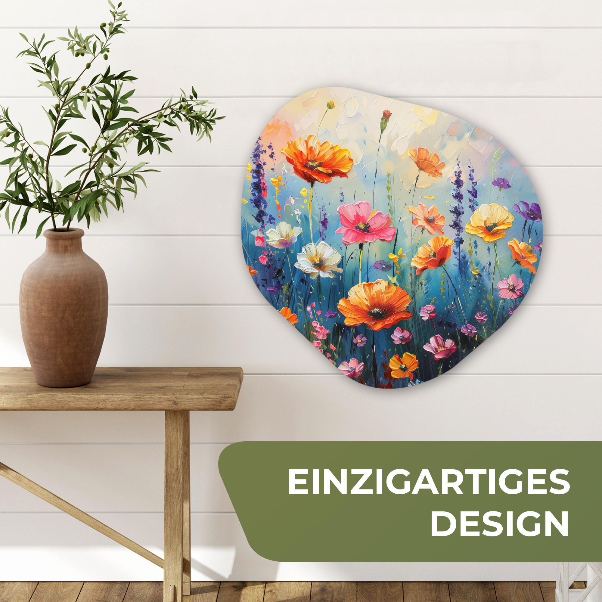 WANDBILD Blumen - Natur - Aquarell - Kunst 60x60 cm - Multicolor, Kunststoff (60/60cm) - MuchoWow