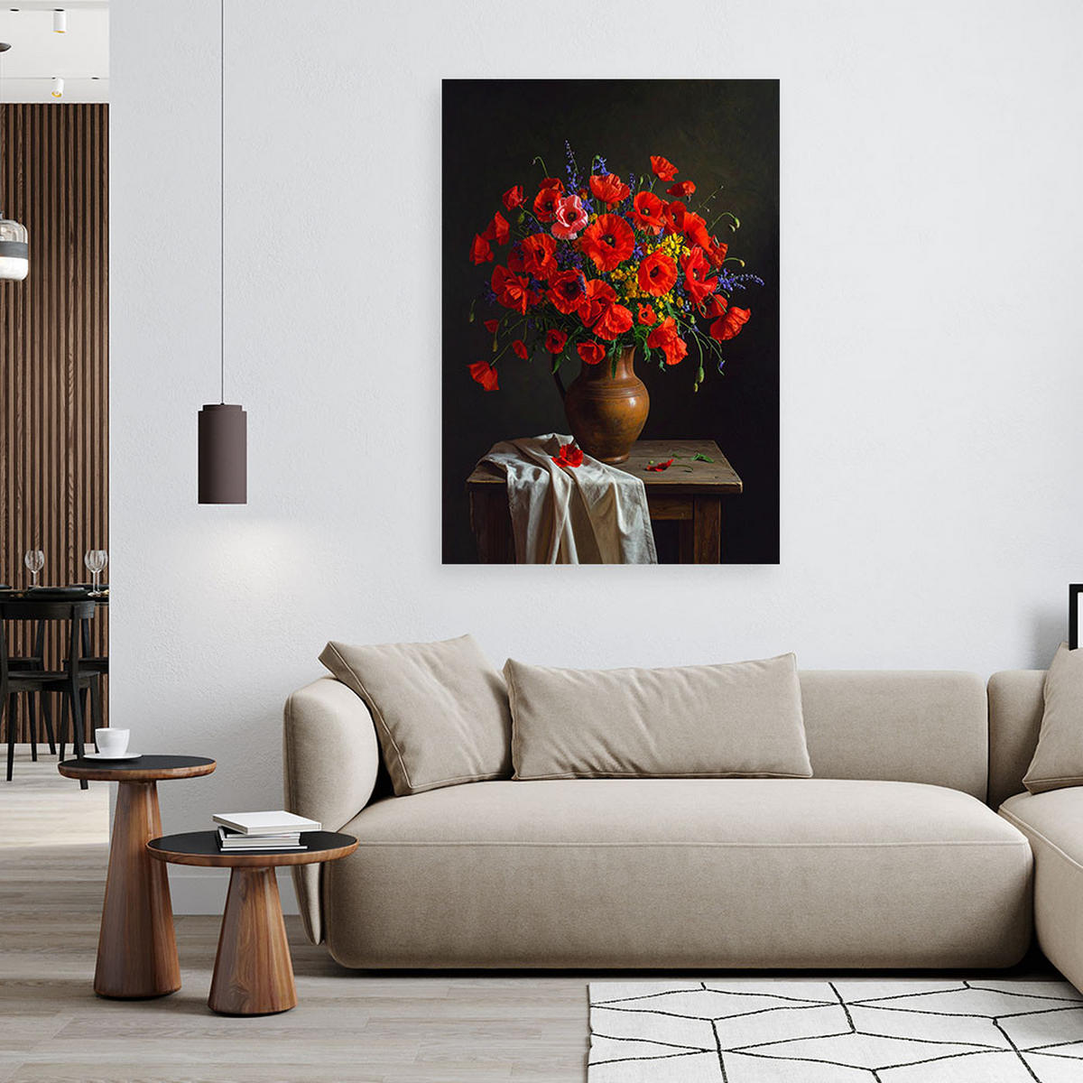 LEINWANDBILD Blumen 40x60cm - Rot, Textil (40/60cm) - Feeby