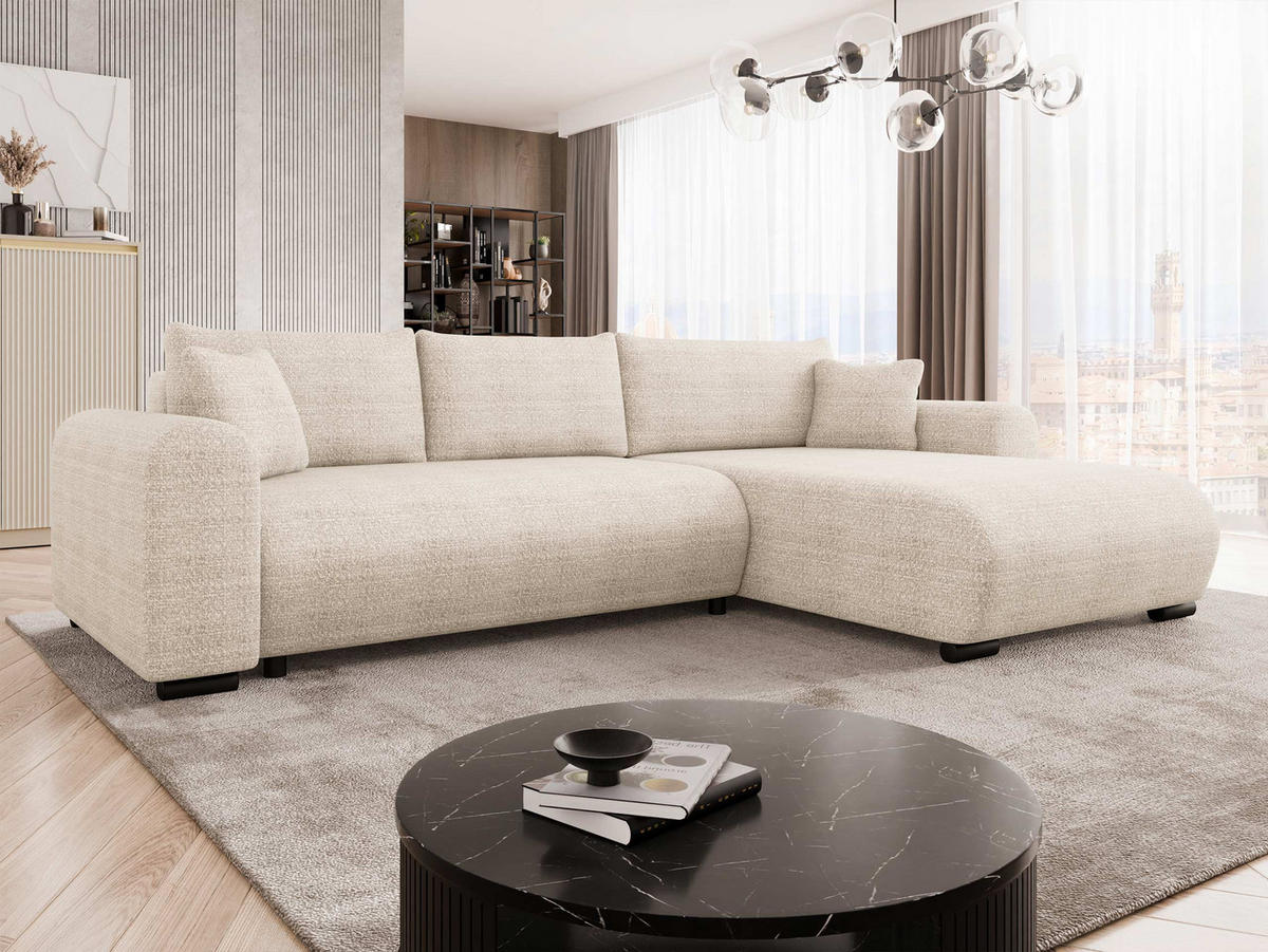 ECKSOFA Merkos - Beige/Schwarz, Holz/Textil (285/188cm) - MIRJAN24