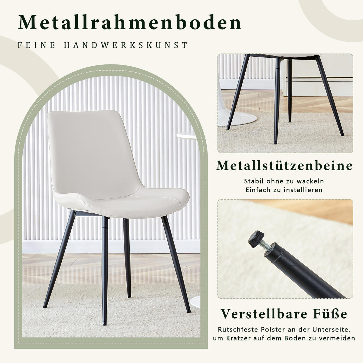 STUHL-SET DE-36498 4 Stück mit Kunstlederbezug Weiß - Weiß, Metall (47/83/50cm) - ComfortXL