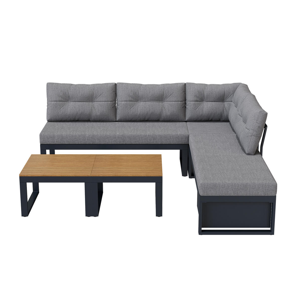 GARTENMÖBEL-SET mit Wetterfester Polyesterbezug in Dunkelgrau - Dunkelgrau, Metall - KOMHTOM