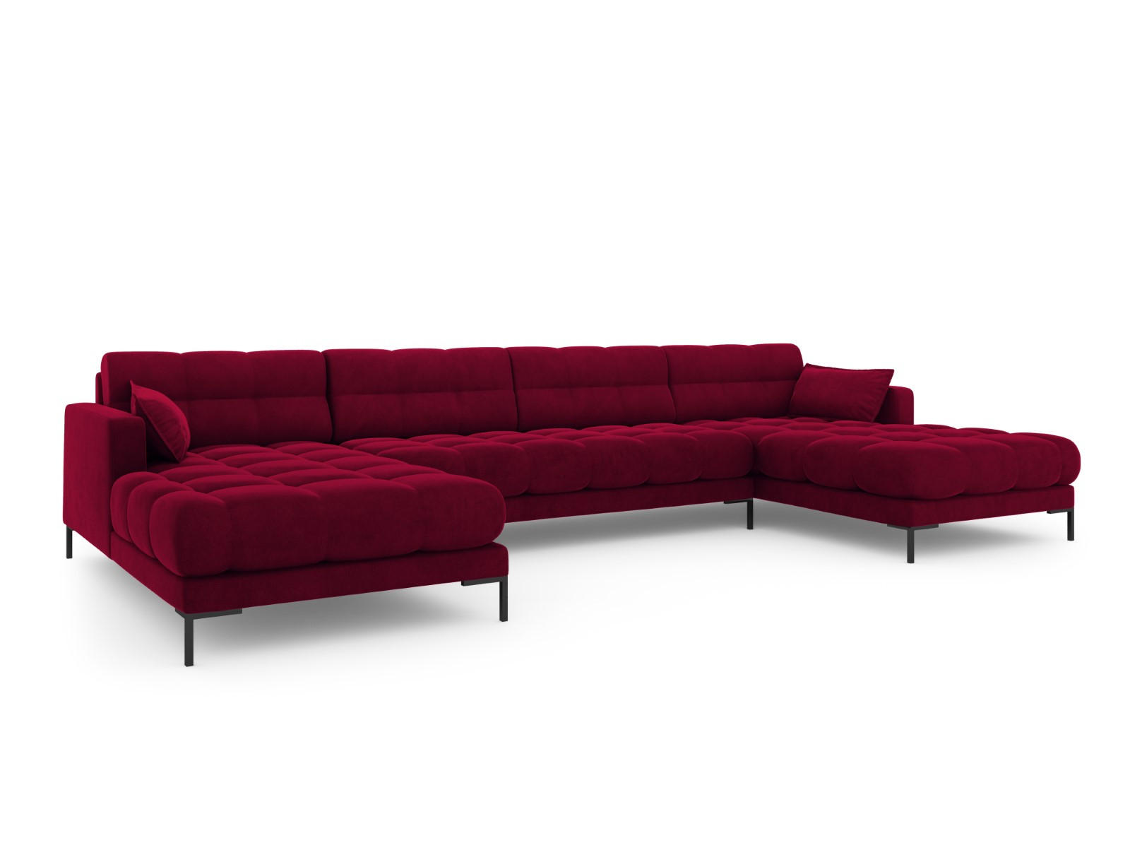 PANORAMASOFA Mamaia aus Samt rot 6 Sitzplätze - Rot, Textil (185/75/383cm) - Micadoni