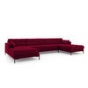 PANORAMASOFA Mamaia aus Samt rot 6 Sitzplätze - Rot, Textil (185/75/383cm) - Micadoni
