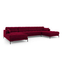 PANORAMASOFA Mamaia aus Samt rot 6 Sitzplätze - Rot, Textil (185/75/383cm) - Micadoni