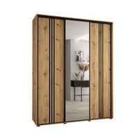 SCHWEBETÜRENSCHRANK 235,2/190/45 3-türig - Schwarz/Eiche Artisan, Holz/Metall (190/235/45cm) - Abiks Möbel
