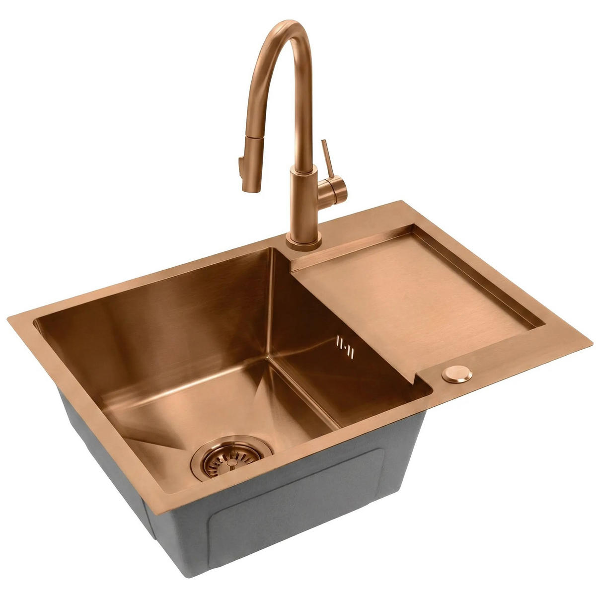 EDELSTAHLSPÜLE Rea Paul Brush Copper ohne Küchenarmatur - Kupferfarben, Metall (48/18.5/60cm) - REA