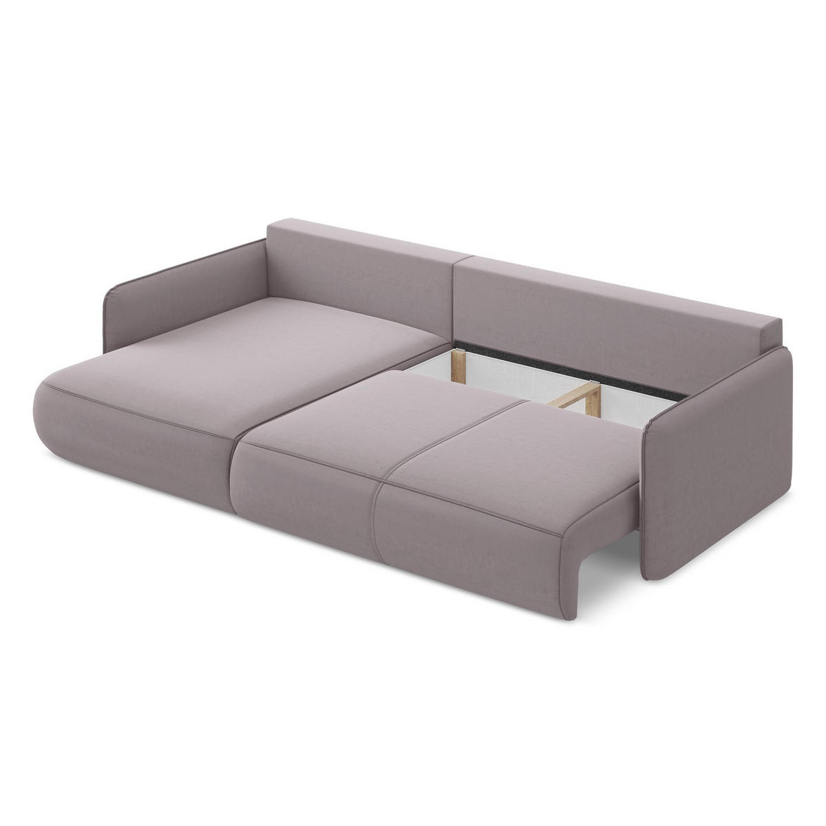 ECKSOFA mit Schlaffunktion Samt Stoff Violett - Lila/Flieder, Kunststoff/Textil (148/240cm) - LaMiaSofa