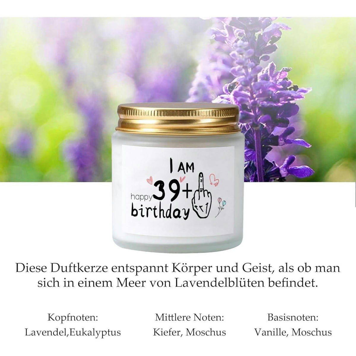 DUFTKERZE im Glas Lavendel 30-35 Stunden Brenndauer - Weiß, Paraffin (6.3cm)