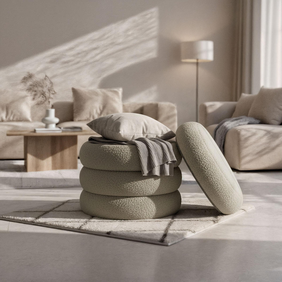 POLSTERHOCKER mit Stauraum Olive - Hellgrün, Textil (42/45/42cm) - RAUMHIRSCH FURNITURE