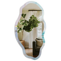 SPIEGEL 90x45 cm asymmetrisch mit Druck - Farbenfrohe Abstraktion - Transparent, Glas (45/90/0.4cm) - TULUP