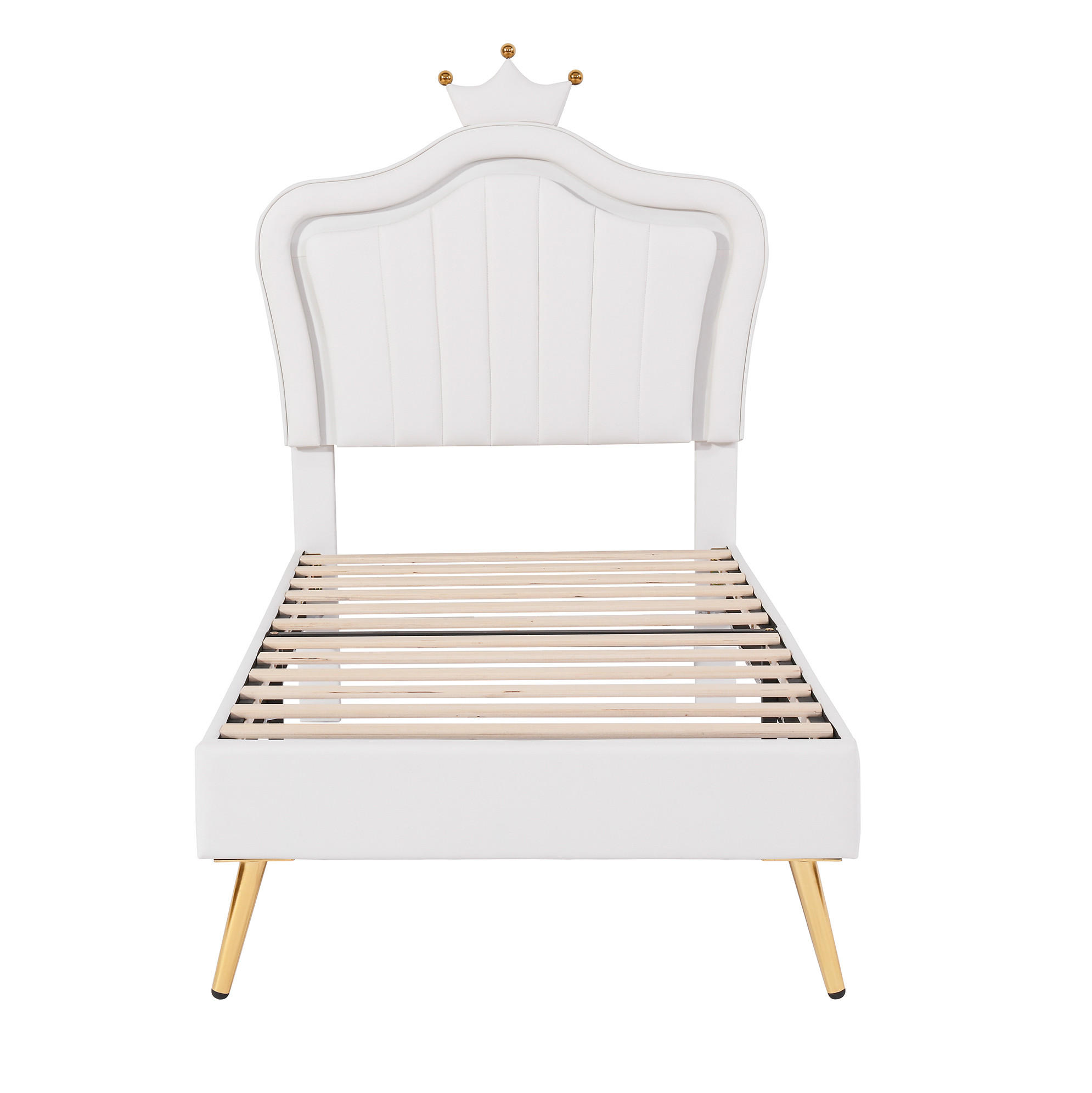 KINDERPOLSTERBETT 90/200 cm oder 140/200 cm Weiß aus Kunstleder mit LED und verstellbarem Kopfteil - Weiß, Textil (90/200cm) - OKMYHOME