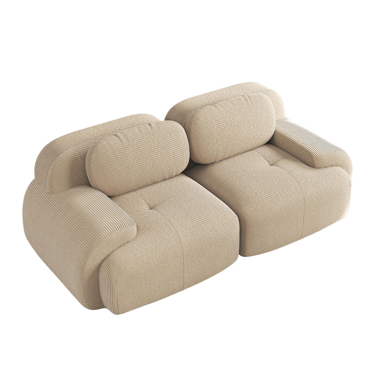MODULÁRNÍ rohová pohovka béžová z manšestru s bezrámovým designem - béžová, textil (103/75/208cm) - OKWISH